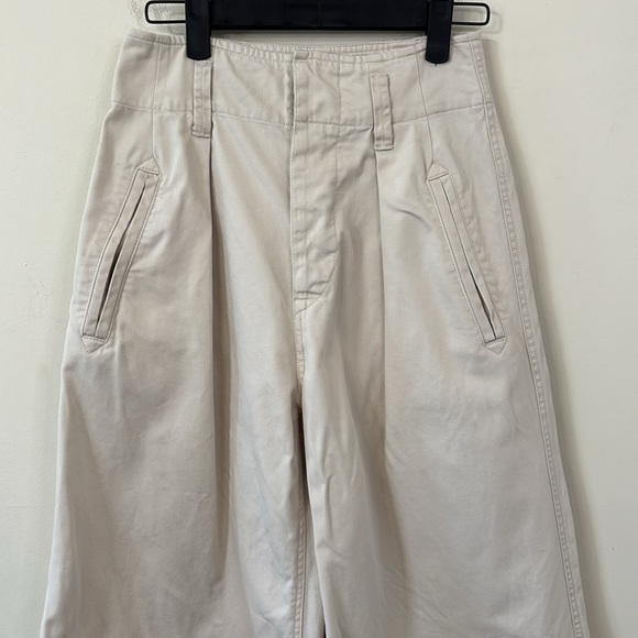 Isabel Marant Étoile Odea Cropped Wide Leg Pants Beige Size 36 - Picture 3 of 12